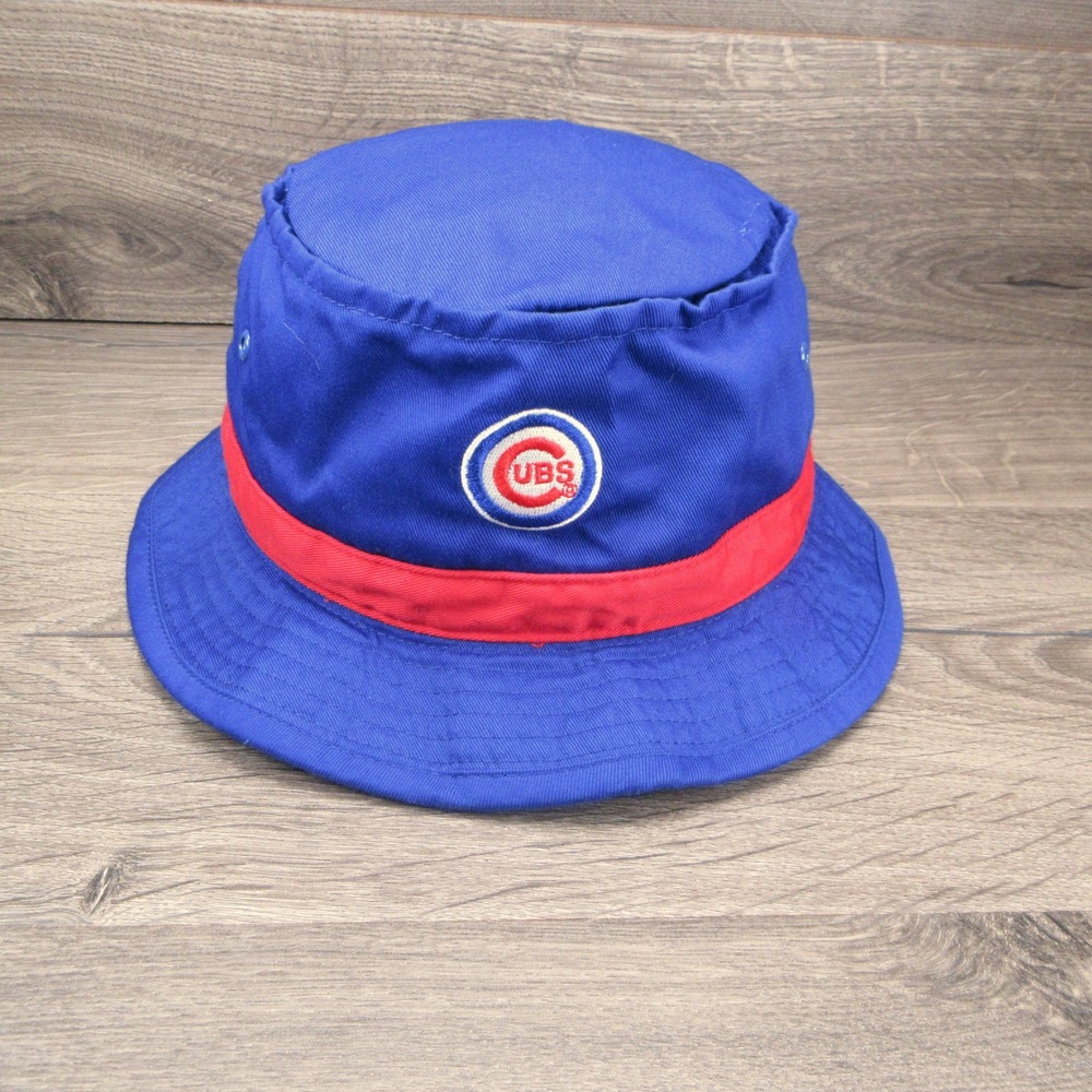 VINTAGE Chicago Cubs Bucket Hat Cap Mens L XL Blue MLB Baseball Drew Pearson